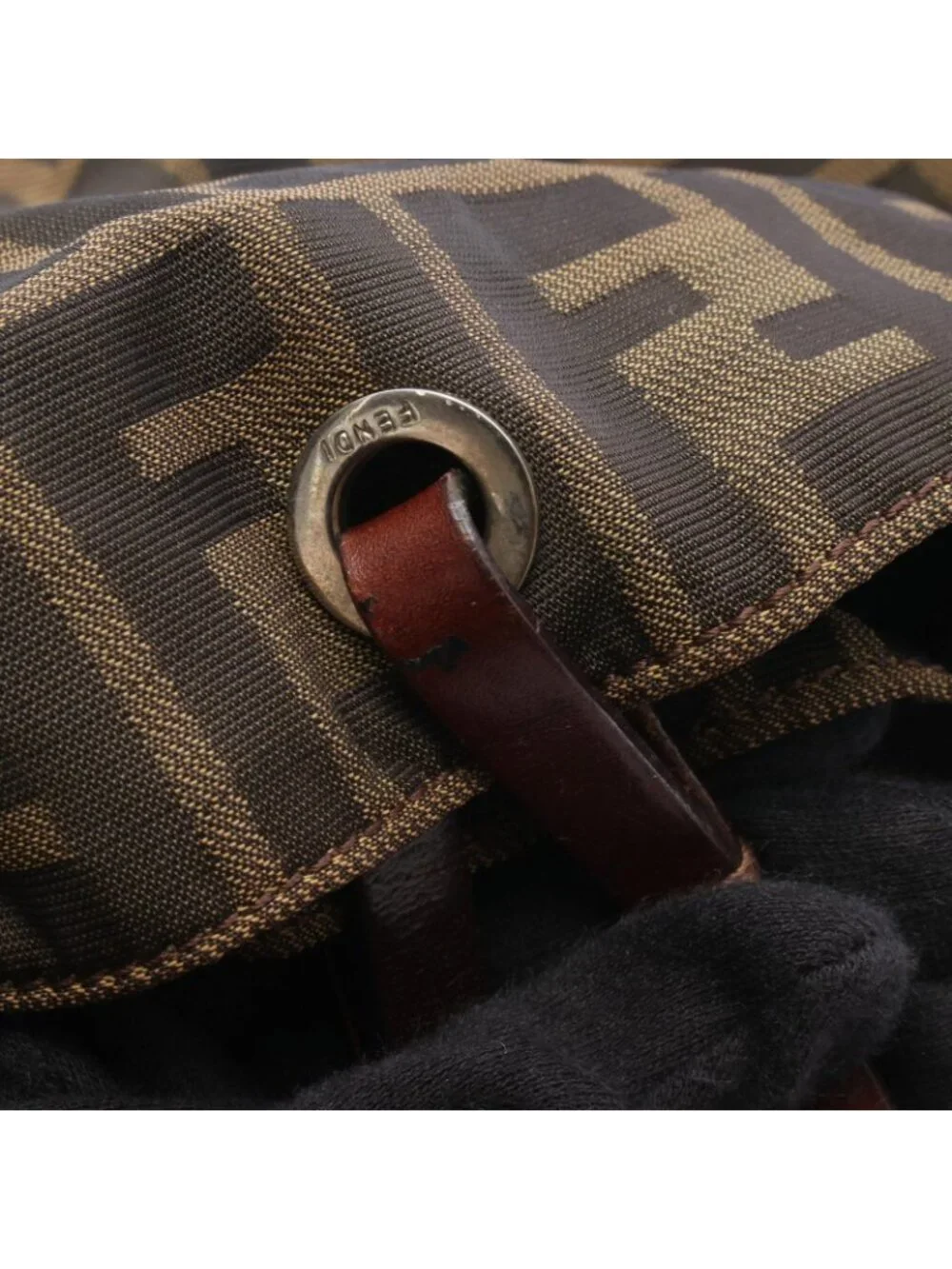 Fendi Tote Zucca Brown Nylon Leather